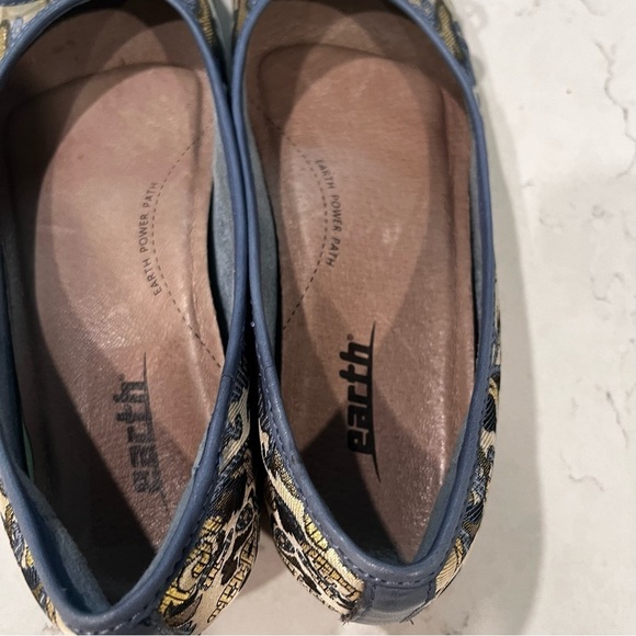 EARTH ALINA METALLIC PRI WOMENS BLUE CANVAS SLIP ON BALLET FLATS SHOES Size 8 - Picture 9 of 12